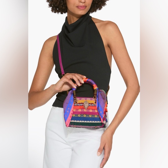 Kurt Geiger Mini Kensington Leather Fringe Satchel w/crossbody strap NWT - Picture 2 of 5